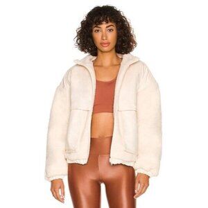 Koral Aina Faux Sherpa Reversible Jacket in Off-White $350
